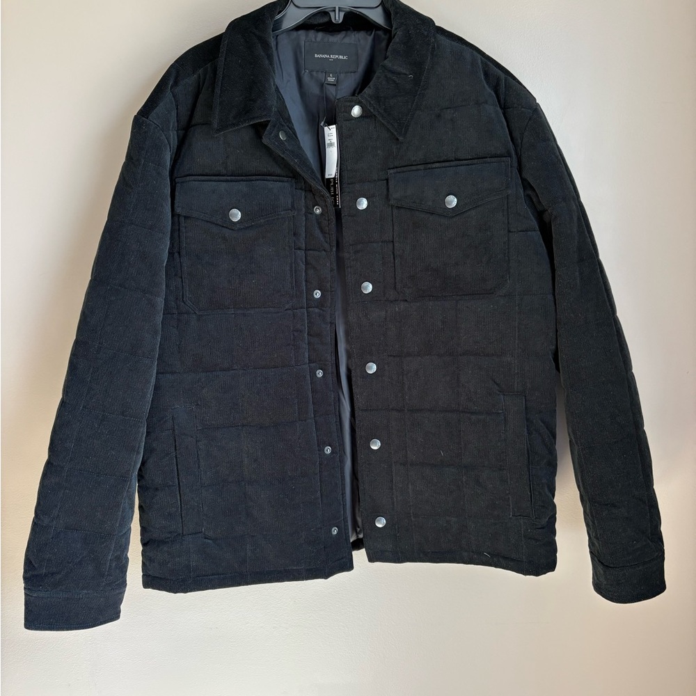 Banana Republic Men's Black Quilted Shirt Jacket